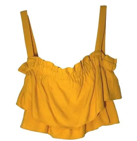 Mango IORANE  ruffle Crop Top women sz M