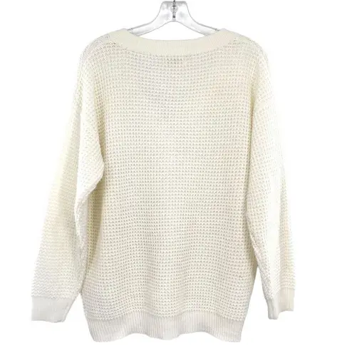 Listicle  Women's V-Neck Waffle Knit Button Sweater Long Sleeve