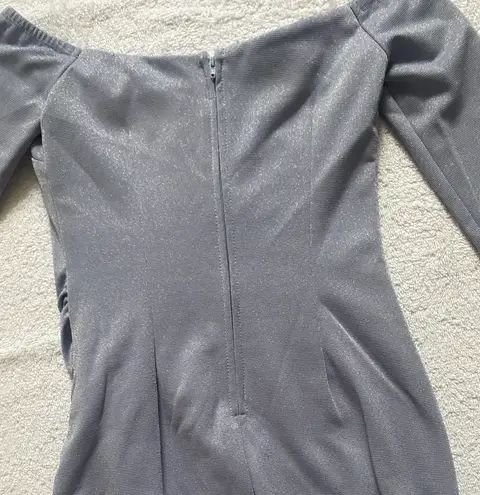 Crystal Doll Sparkly Light Purple Off The Shoulder Mid Sleeve Dress