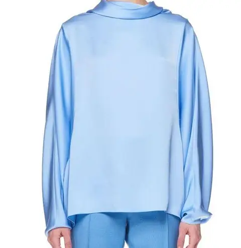The Row Iona Long Sleeve Silk Top Light Blue XS