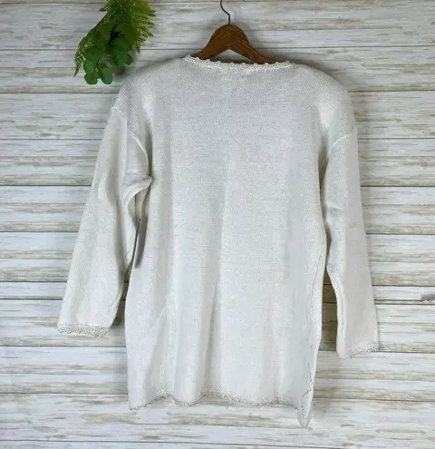 NWT Deadstock Vintage Grannycore Beaded Cottagecore Knit Sweater Size M