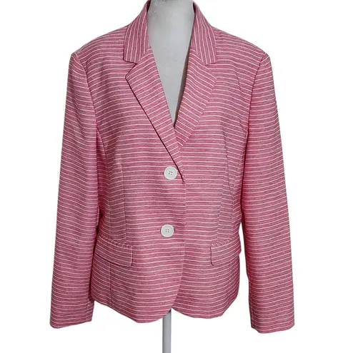 Le Suit Women's Pink Striped Blazer Size 14 Pink and White Blazer