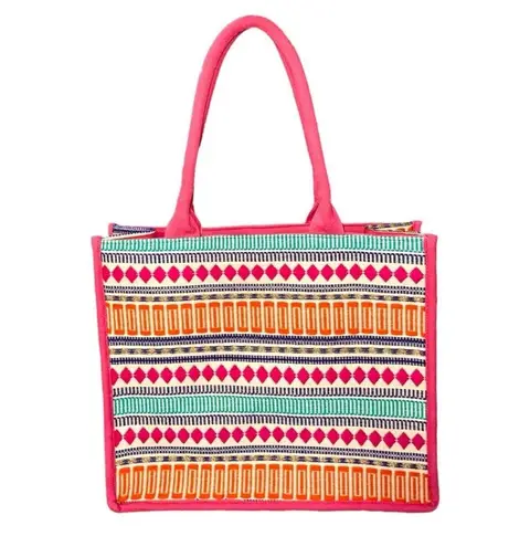 America & Beyond Limited Edition Beaded Tote Pink Sand Depeche Summer Sounds NWT
