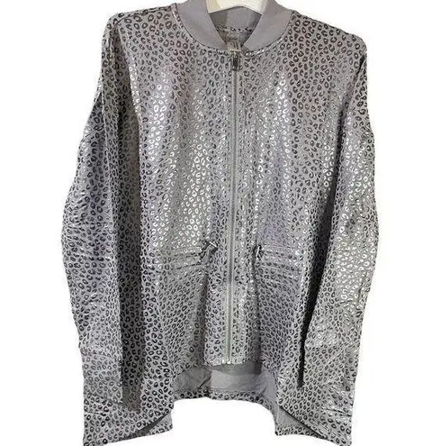 Zuda oversized animal print metallic bomber jacket asymmetric hem size Small