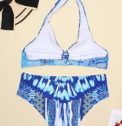 Women's Floral Printed Two Piece Bikinis Set Triangle Halter Bathing Swim Suit Size M