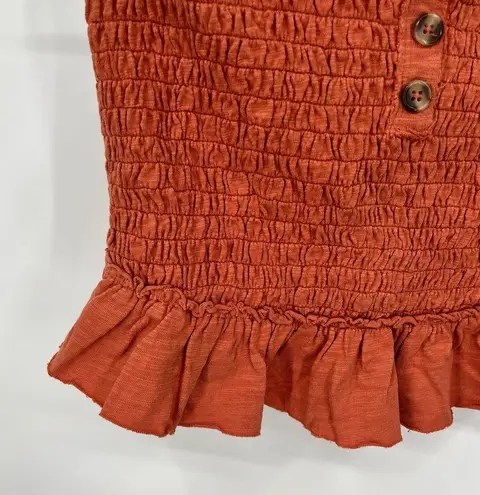 We The Free Free People  Orange Smocked Ruffle Strapless Cropped Tube Top Small