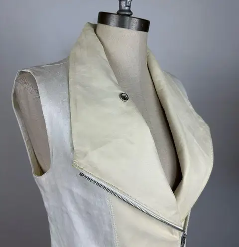 Vince  Linen and Leather Zippered Vest