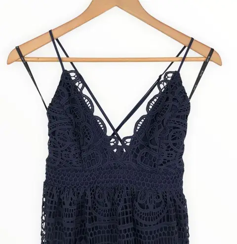 Bardot French Navy Lace Strappy Back Knee Length Dress size 6/Small