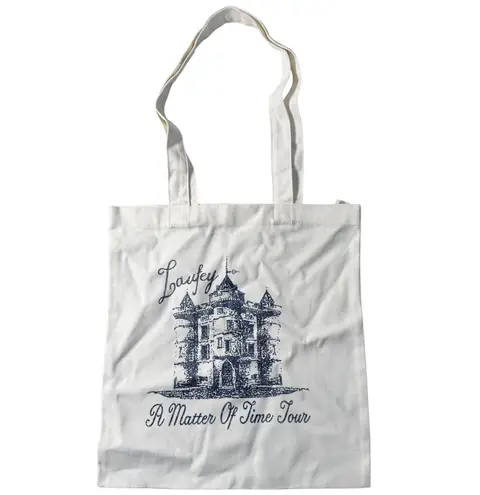 Laufey A Matter of Time Tour Tote Bag White Castle Print Concert Merch in Hand