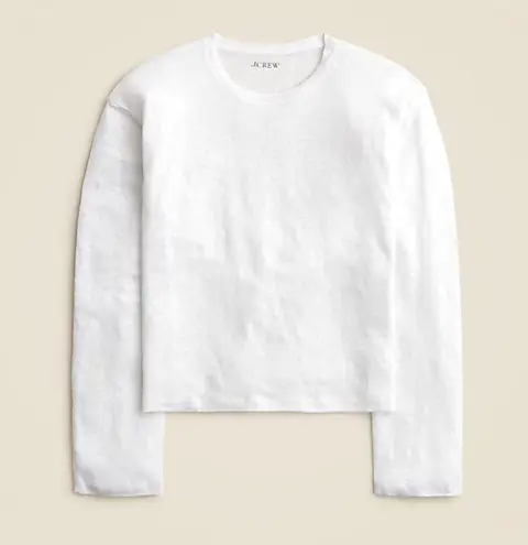 J.Crew  New Relaxed Linen Long Sleeve T-Shirt in White, Size Large