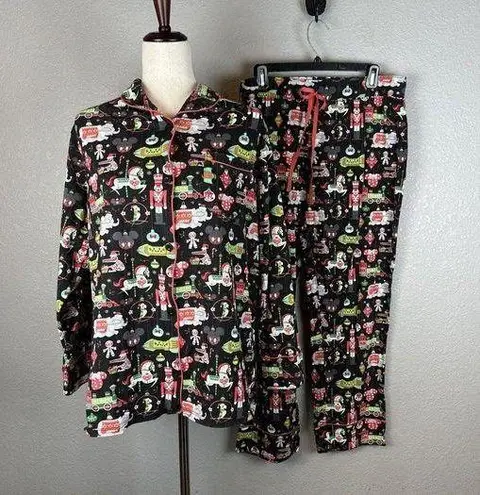 Disney  Pajama Pants Set Size XL XXL Holiday Magic Kingdom Icons Ornaments Black