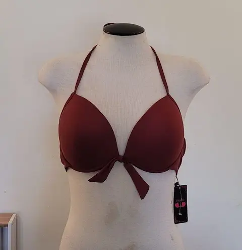 NWT! Shekini Vintage Maroon Tringle Bikini Top XL Red