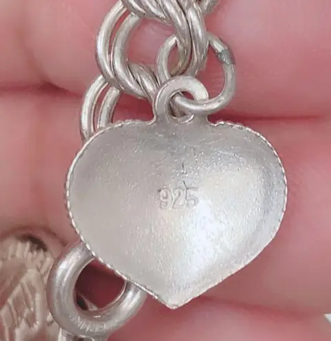 Sterling Silver W/ 26 Charms- chain link boho charm bracelet