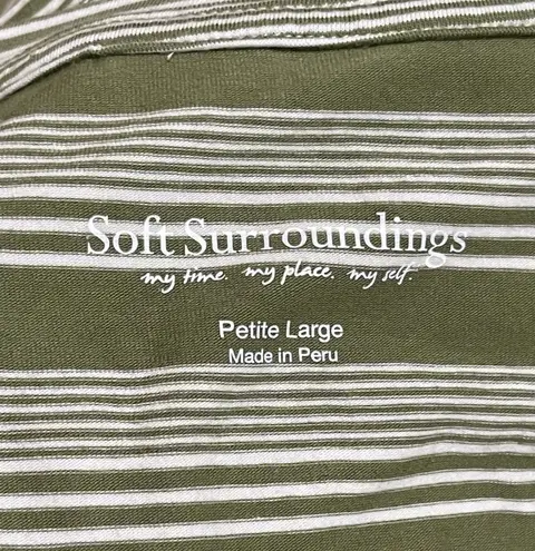 Soft Surroundings Petite Large Green Striped Isabel Pima Cotton Tank Top