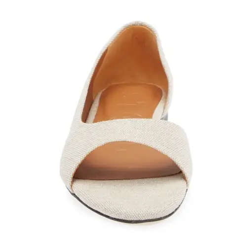 STAUD NWOB Dominique Open Toe Linen Flat. Size EU 40.5. MSRP $295