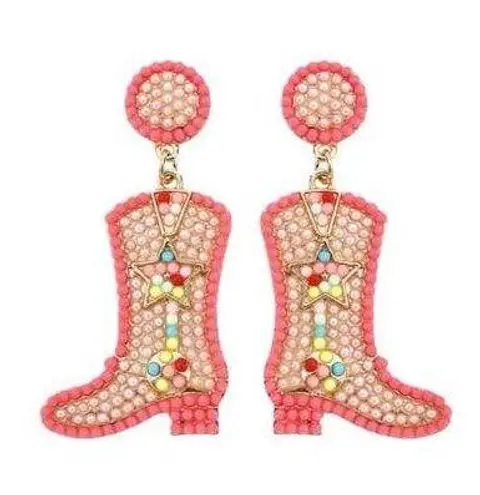 Pink Cowboy Boot Earrings