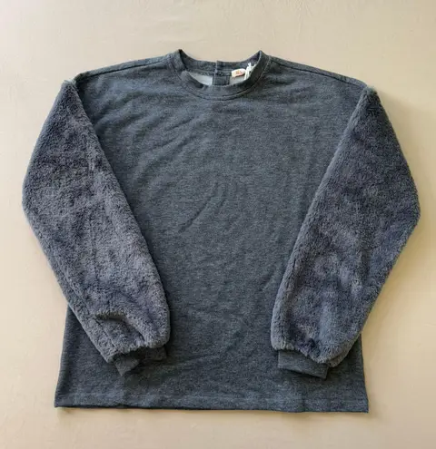 kidichic Faux Fur Contrasting Sleeve Top