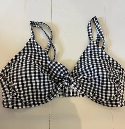 Xhilaration Black and White Gingham Knotted Swimsuit Top