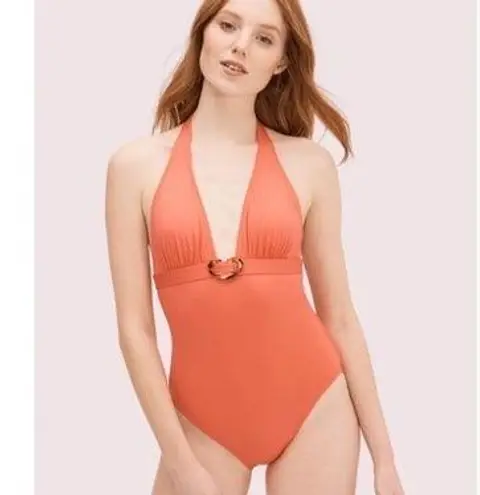 Kate Spade NWT  Lychee Halter Tortoise Shell Heart One Piece Swimsuit Size XL