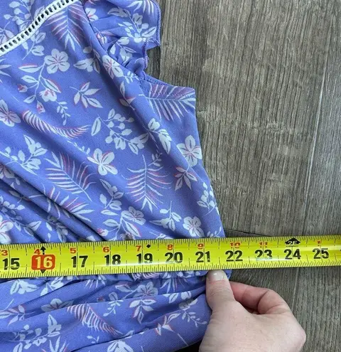 Luna Purple Floral High Neck Flowy Ruffle Dress L