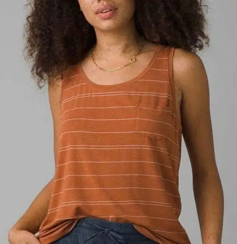 prAna NWT Foundation Scoop Neck Tank in Copper Heather Stripe - Size Small
