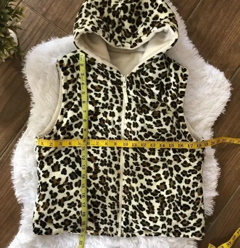 Reversible cheetah print hooded fleece vest Brown Size M