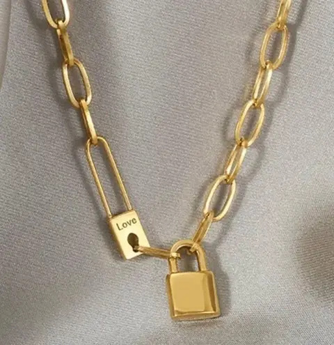 Anthropologie 18K Link Padlock Love Necklace Unworn