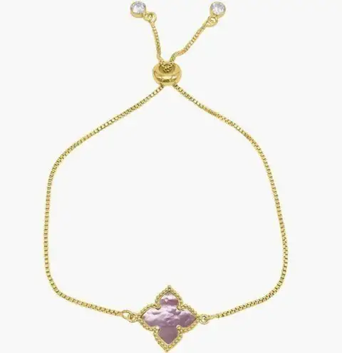 Adornia Four Point Mother of Pearl Flower Bolo Bracelet