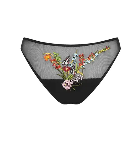 Boutique Monarch Reign Mesh Embroidered High Cut Bikini Bottom