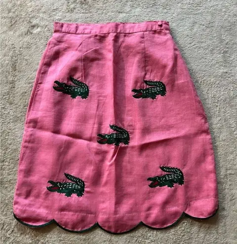 CJ Laing 100% linen pink alligator palm tree Skirt Size 2