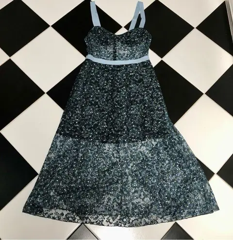 ABS Allen Schwartz NWT Eden Bustier Floral Print Midi Semi-Sheer Mesh Panels 10