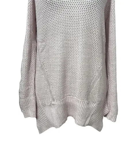 Willow & Clay Open Knit Sweater Cut-Out Shoulder Long Sleeves Pale Pink W S NWOT