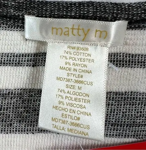 matty m NWT Sz Medium Sporty Midi Dress Heather Gray Grey White Stripes NEW