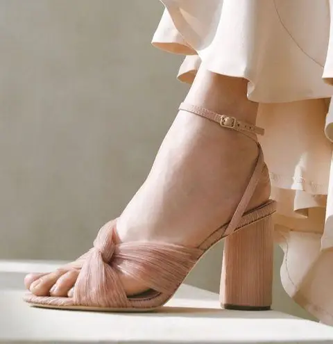 Loeffler Randall NIB Reed Beauty Pleated Twist Sandals in Blush Pink
