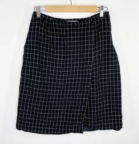 Nine Company VTG Black White Windowpane Linen Blend Skirt Women's Size 6 - Image 1
