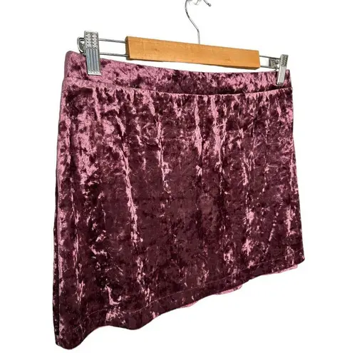 Abound New Nordstrom  Crushed Velvet Velour Mini Retro 90s Y2K Skirt Burgundy L