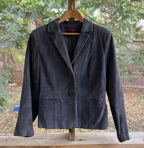 Margaret Godfrey Women's Vintage Grey 100% Leather Suede Jacket Size 12 Gray