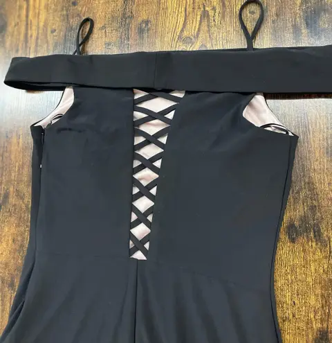 Nightway Black & Beige Cold Shoulder Gown Maxi Mermaid Dress SZ 6