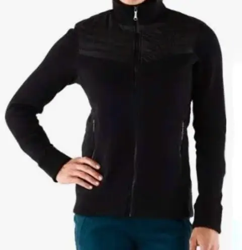 Marmot Jacket Women’s Black Tech Sweater Coat Sz L GUC Mixed Media Outdoor Ski