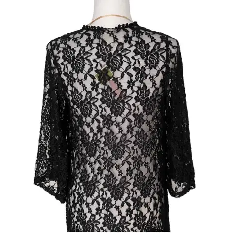 MAUVE Dressy Black Floral Lace Maxi Open Long Cardigan Size Small NWT