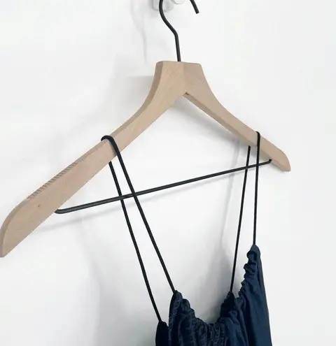 Helmut Lang NEW Gathered Silk Midi Cami Dress Geometric Scarf Blue Women's S