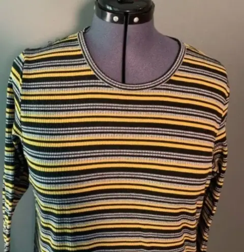 Roommates Long Sleeve Top Ribbed Multicolor Stripe