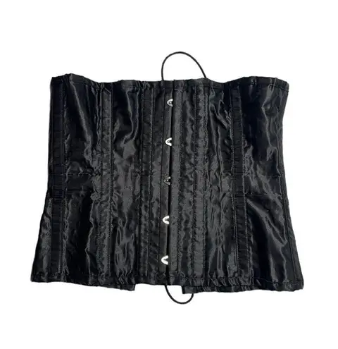 Vintage women’s satin lace up black corset size 30 L/XL Size L