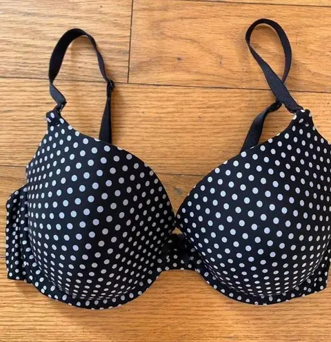 Fruit of the Loom  Womens Black Polka Dot Strap Lined Bra Size 38DD