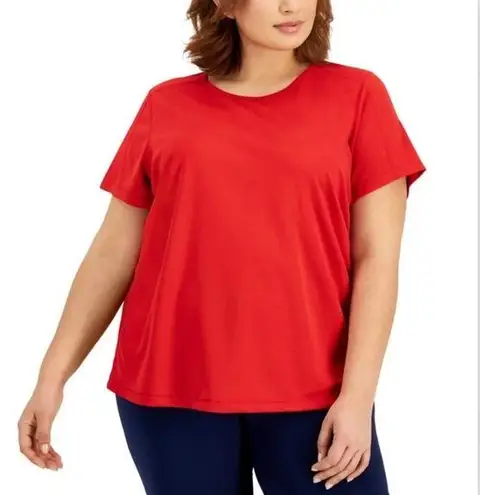 Ideology ID- Birdseye Mesh T-Shirt in Red, Plus Size 1X New w/Tag
