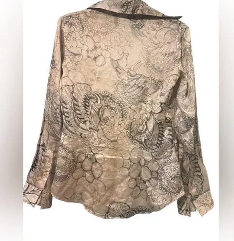 Vintage Trussardi Jeans 100% Silk made in Italy women’s top size small Tan