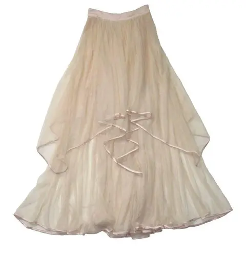 Free People NWT  Keep Me Tutu Maxi in Shell Sheer Tulle Skirt 0