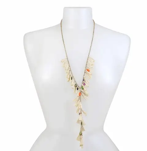 Betsey Johnson  Stay Wild Raffia Y-Shaped Necklace