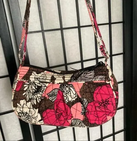 Vera Bradley  Mocha Rogue Floral Crossbody Shoulder Small Purse Pink Brown