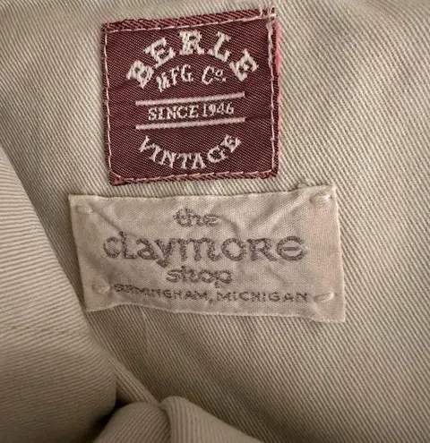 Vintage Berle High Waist Khaki Shorts With Martinis Embroidered All Over Size 36 Tan